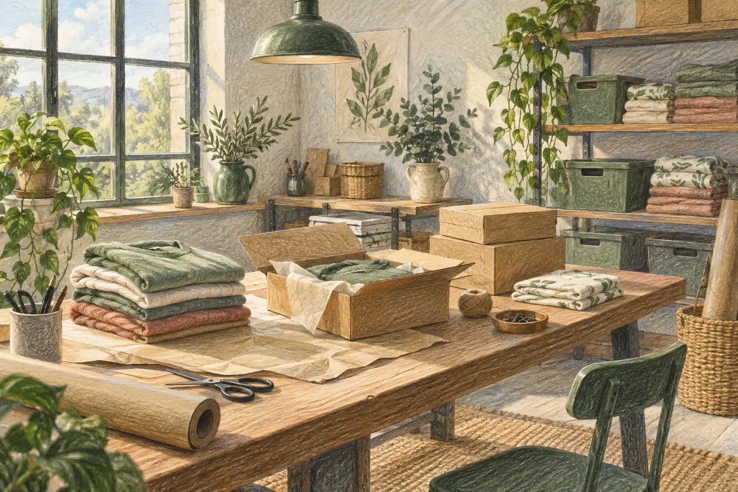 Illustration of online retail businesses and their working space